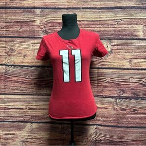 NFL Arizona Cardinals Women's Small Red Fitzgerald Shirt Top Blouse Woven Back